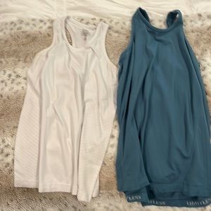 Athleta girl tank tops blue and white